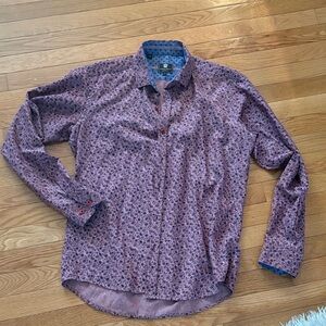 Men's Casual Purple Floral Button-Down Shirt